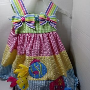 Checkered Fish Multicolor 2 piece dress 3-6 months